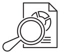 Project management magnifying glass, document, graph, data report vector icon illustration Royalty Free Stock Photo
