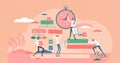 Project management process vector illustration in flat tiny persons concept