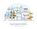 Project management professional, business communication, workflow planning and organizing. Successful strategy, teamwork, Royalty Free Stock Photo