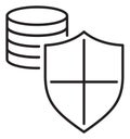 Project management shield, server, data protection vector icon illustration