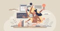 Project management skills with effective multitasking tiny person concept