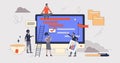 Project management software or process organization retro tiny person concept