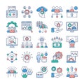 Project Management, Teamwork Flat Icons Set Royalty Free Stock Photo
