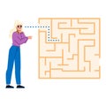 Project manager finding solution for business problem using visual maze Royalty Free Stock Photo