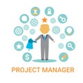 Project Manager Icon Business Process Leader Banner