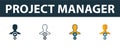 Project Manager icon set. Four simple symbols in diferent styles from risk management icons collection. Creative project manager