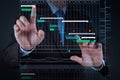 businessman hand working with touch screen