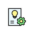 Project, paper, bulb icon. Simple color with outline vector elements of innovations icons for ui and ux, website or mobile