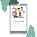 Work at home mobile template, web page and landing page design for website development. Royalty Free Stock Photo