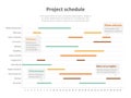 Project plan schedule chart with timeline, gantt progress vector graph