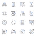 Project planning line icons collection. Schedule, Milests, Timeline, Scope, Budget, Resources, Deliverables vector and