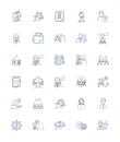 Project planning line icons collection. Methodology, Budgeting, Scheduling, Scoping, Resources, Deliverables, Milests