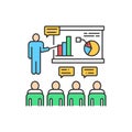 Project presentation color line icon. Business meeting and discussion. Sign for web page, app. UI UX GUI design element. Editable