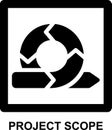 project scope, agile, scope, boundary, framework, scrum solid glyph icon