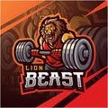Lion beast gym esport mascot logo Royalty Free Stock Photo