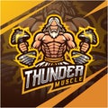 Zeus thunder musle mascot logo Royalty Free Stock Photo