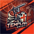 Knights Templar esport mascot logo design Royalty Free Stock Photo