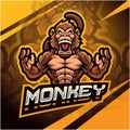 Monkey fighter mascot logo design