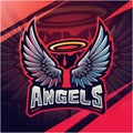 Angel wings esport mascot logo design Royalty Free Stock Photo