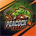 Peacock bass esport mascot logo design