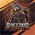 Raccon warrior esport mascot logo design