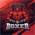 Bull boxer esport mascot logo design