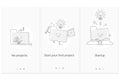 Project startup process, new products and services development from idea to implementation.Modern interface UX UI GUI