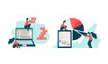 Project Team Engineering Interface Writing Code and Displaying Graph Vector Set Royalty Free Stock Photo