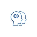 Project team, puzzle in head line icon concept. Project team, puzzle in head flat vector symbol, sign, outline Royalty Free Stock Photo