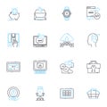 Project technology linear icons set. Automation, Virtualization, Integration, Optimization, Analytics, Machine-learning Royalty Free Stock Photo