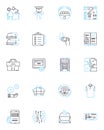 Project technology linear icons set. Automation, Virtualization, Integration, Optimization, Analytics, Machine-learning Royalty Free Stock Photo
