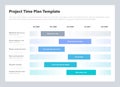 Project time plan business template with six project tasks in time intervals