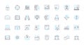 Project tracking linear icons set. Progress, Schedule, Milests, Deadlines, Goals, Tasks, Timeframe line vector and