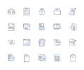 Projecting outcome line icons collection. Predicting, Anticipating, Forecasting, Extrapolating, Estimating, Presaging