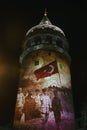 Projection Mapping Show on Galata Tower. Galata Tower video mapping at night