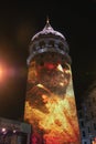 Projection Mapping Show on Galata Tower. Galata Tower video mapping at night