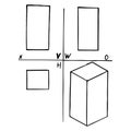 Projection of parallelepiped. Sketch, hand drawing. Black outline on white background. Vector illustration