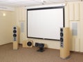 Projection Screen in home theater. Royalty Free Stock Photo