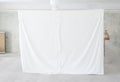 Projection screen in rural settings, blank white canvas Royalty Free Stock Photo