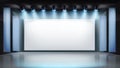 Projection screen on stage. Vector illustration.