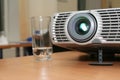 Projector with glass at office table (horizontal)