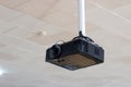 A projector hanging from the ceiling in a room Royalty Free Stock Photo