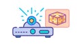 Projector with holographic cube, futuristic display, interactive tech, vector design Generative AI Royalty Free Stock Photo