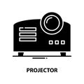 projector icon, black vector sign with editable strokes, concept illustration Royalty Free Stock Photo