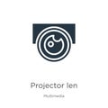 Projector len icon vector. Trendy flat projector len icon from multimedia collection isolated on white background. Vector Royalty Free Stock Photo