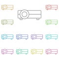 Projector multi color icon. Simple thin line, outline vector of cinema icons for ui and ux, website or mobile application Royalty Free Stock Photo