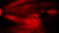 Projector red spotlight with reflection in water. Paranormal fog isolated on black background Royalty Free Stock Photo