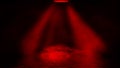 Projector red spotlight with reflection in water. Paranormal fog isolated on black background Royalty Free Stock Photo