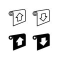 Projector screen control icons with direction arrows roll up and down. Blinds remote control buttons symbols.