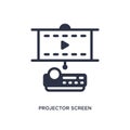 projector screen icon on white background. Simple element illustration from cinema concept Royalty Free Stock Photo